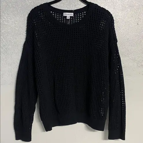 Calvin Klein Comfy and Classic Black Sweater Wax Coated Pullove Women’s PXL Size undefined