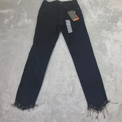 Risen Women's High Rise Crossover Jeans Black Size 0/24 Waist Size 24