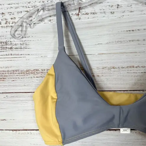 NEW Free People Seea Vega Lotus Gray and Yellow Bikini Top, NWT, Small, MSRP $75
