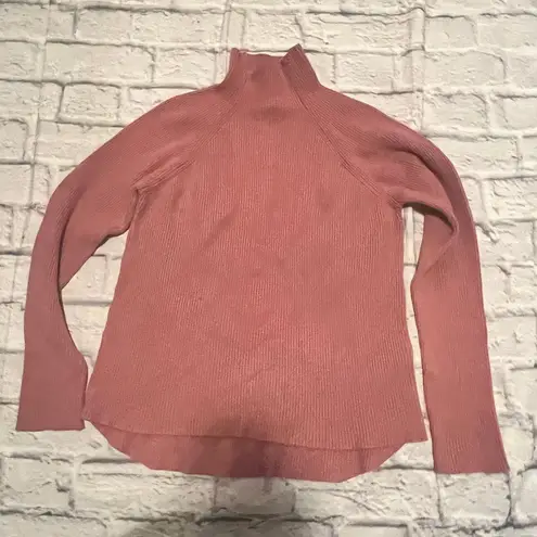 Calvin Klein Dusty Rose Ribbed Mock Neck Sweater Casual Long Sleeve Knit Top Pink