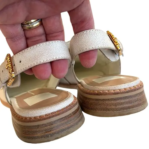 EUC Dolce Vita Leather Hardi Sling Back Loafers Crackled White Size 6