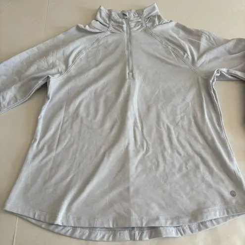 Apana Quarter zip Pullover Top Size M Light Blue mock neck