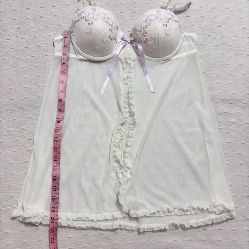 Inner Secret Baby Doll Sexy Slip Embroider cups with‎ Open front Size L White Size L