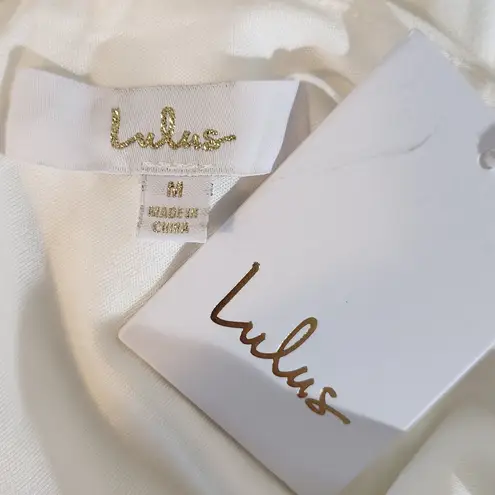 Lulus White Long Sleeve Wedding Dress with Button