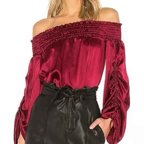 Parker  Valentino Off the Shoulder Blouse Drawstring Red - Image 6