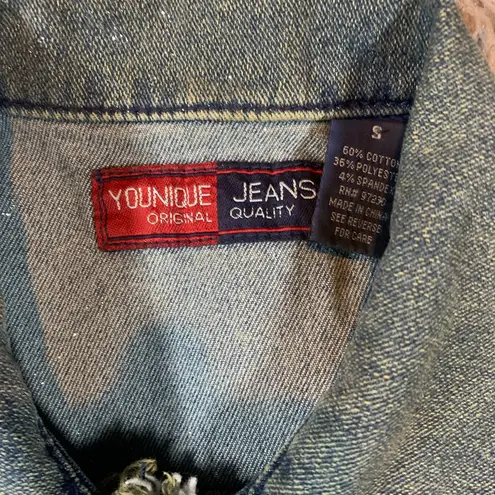 Younique Vintage Y2K faded distressed western button down sparkly denim dress sz S