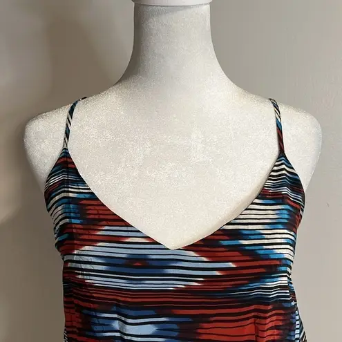 Cynthia Vincent 100% silk light maxi red blue white adjustable maxi dress S