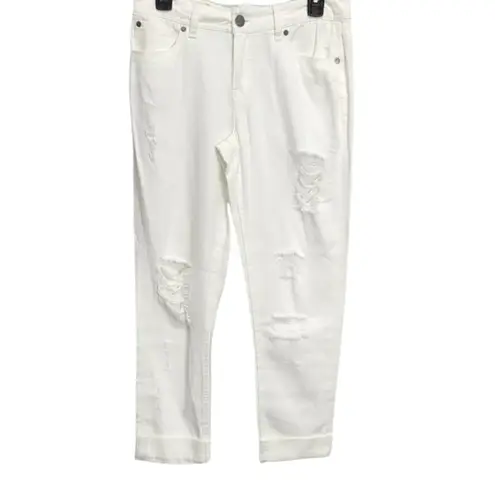Elan Boyfriend DenimĀ Distressed White Ripped JeansāSizeāSmall