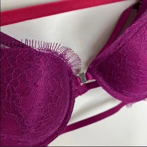 Maidenform Eyelash Lace Push-up Strappy Bra Raspberry Magenta 34B