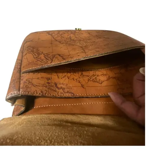 Patricia Nash English Garden Floral Map London Brown Leather Saddle Bag