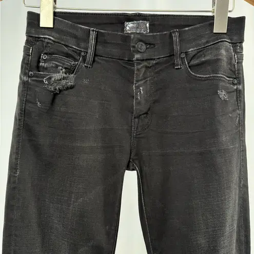 Mother The Looker Destroyed Ride Low Rise Skinny Jeans in Black Size 26