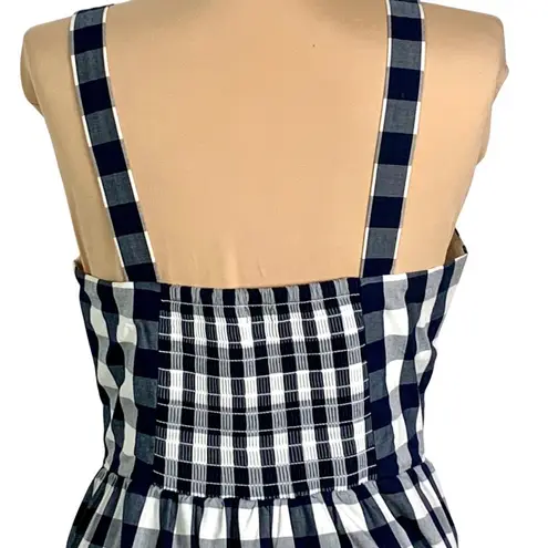 J.Crew Blue White Buffalo Gingham Check Midi Dress Size S Nautical Resort Rush