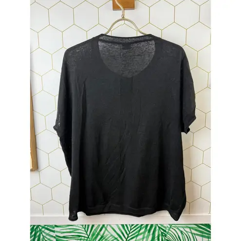 Poetry Black 100% Linen Lightweight Sweater Top - Size - 12