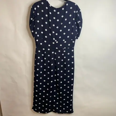 Dee Elly Blue White Polka Dot Dress Pinup 20s Style Sz Large