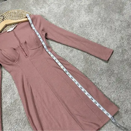 ASTR  The Label Ribbed Corset Sweater Hook & Eye Bodycon Dress in Blush Pink S