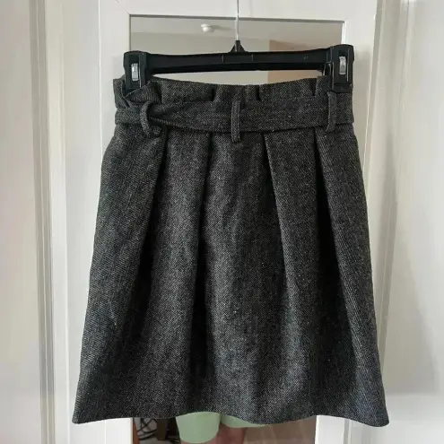 Ulla Johnson 952  Paper Bag Leo Wool Belted Mini Skirt Size 2 Color Grey
