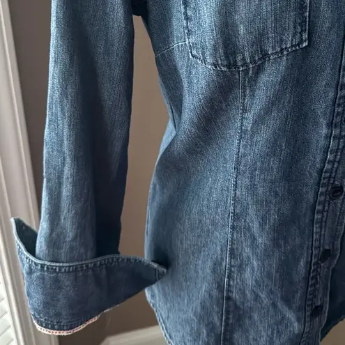 Lands' End  Women’s Fitted Cotton Denim Button Up Shirt