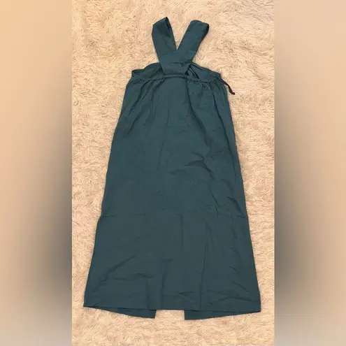 Faherty NEW Bay Twist Seersucker Halter Colonial Blue organic cotton Dress sz XS