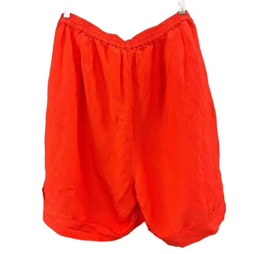 Lane Bryant  Linen Blend Tangerine Shorts Flat Front Elastic Back Sz 26/28 NWT