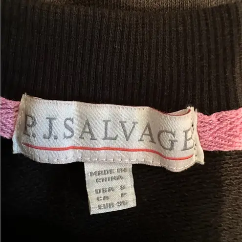 P.J. Salvage Lightning Bolt & Star Black Sweatshirt Distressed Hem Design Small - Image 7