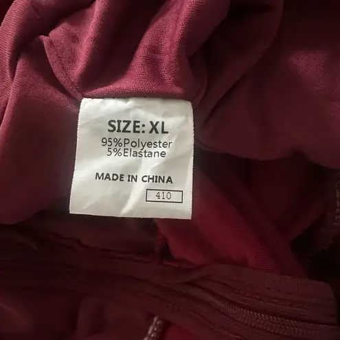 Women's Velvet Burgundy Wide Leg Front Seam Jumpsuit Sz XL Vampire Renaissance Red