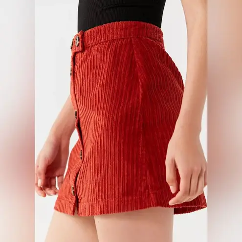 Urban Outfitters  BDG Jumbo Corduroy Button-Down Mini Skirt in Red Rust sz Small thumbnail 10