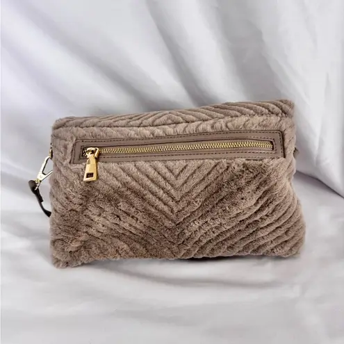 INC International Concepts Tan Gold Clutch with Chain Detail