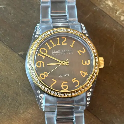 Joan Rivers Vintage clear acrylic crystal accent watch