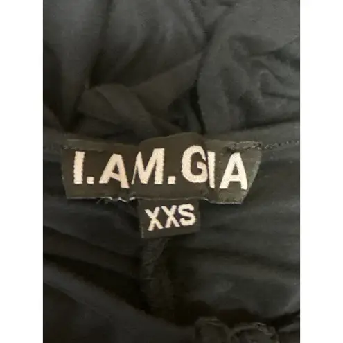 I am gia I.Am.Gia Black Ruched Drawstring Tie Waist Skinny Trousers Legging Pants Sz XXS