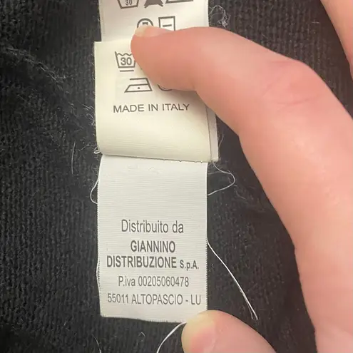 Juice Black Open Front Longline Cardigan Sweater Italian Alpaca Wool Size TU OS Black