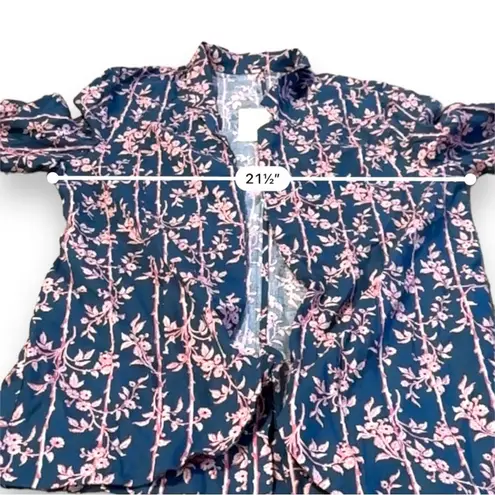 Free People  Poolside Navy Blue & Pink Floral 3 Piece Set Sz L‎