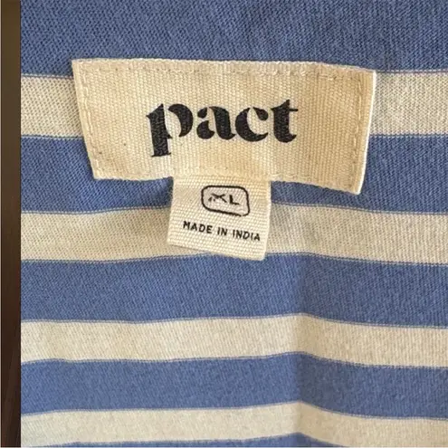 Pact EUC Softspun Orgqnic Cotton Tank Midi Dress Blue White Stripe Size XL