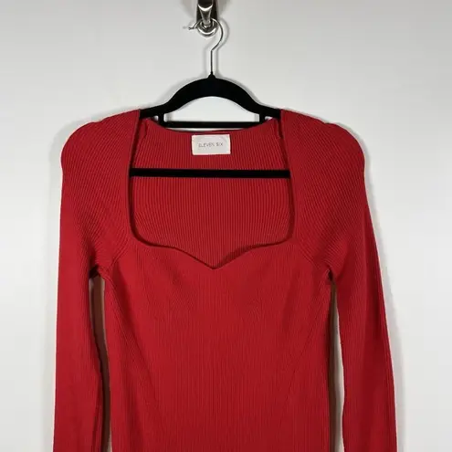 Eleven Six Dress Women's Medium Red Marla Bodycon Ribbed Sweater Maxi Cozy
