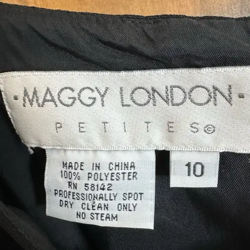 Maggy London Petites Maxi Dress 10 Black Sleeveless Embroidered Sequins Floral