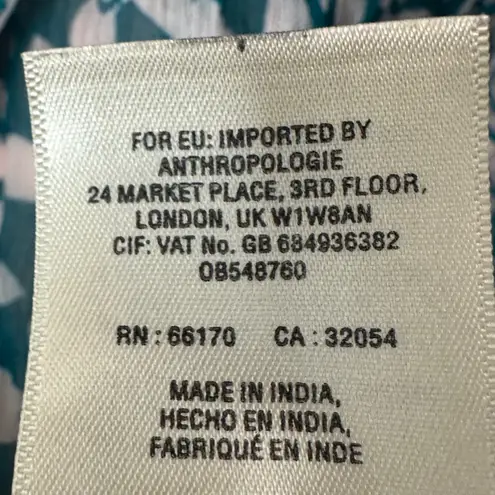 Maeve Anthropologie Women Sheer Green Ruffle Hem Dress 6 Boho Festival Resort