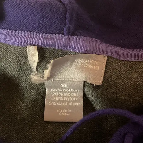 JCPenney Colorblock Long Sleeve Full Zip Cashmere Blend Hoodie Jacket Size XL Purple