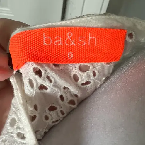 Ba&sh cream lace Pleated 3/4 Sleeve summer cotton Mini Dress