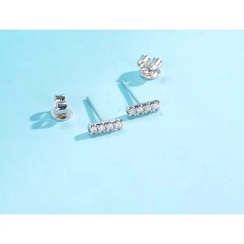 Boutique Sparkling Diamond Bar Stud Earrings | 14k White Gold over Sterling Silver