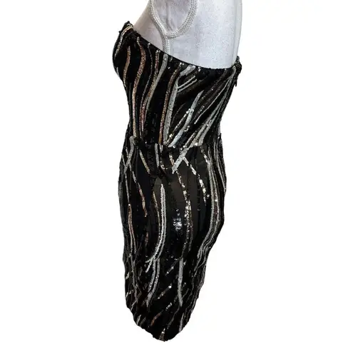 Dress the Population Leanne Sequin Dress Women’s Size Small Black Strapless Body