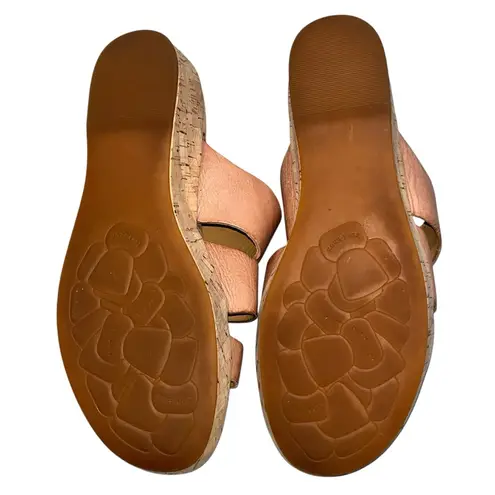 Kork-Ease Tan Leather Menzie Cork Wedge Sandals Slides Shoes size 10