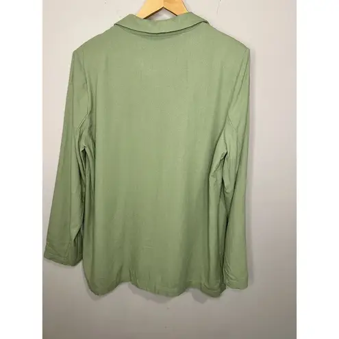 VERO MODA Women's Classic Notch-Lapel Long-Sleeve Blazer Sz XL Green Linen Blend