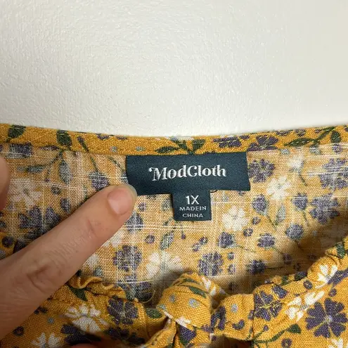 Modcloth |Yellow Floral Print Spaghetti Strap Tank sz 1x