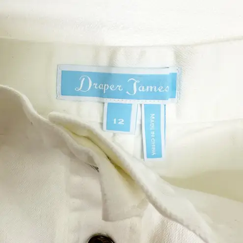 Draper James White Scallop Button Front Denim Skirt 12