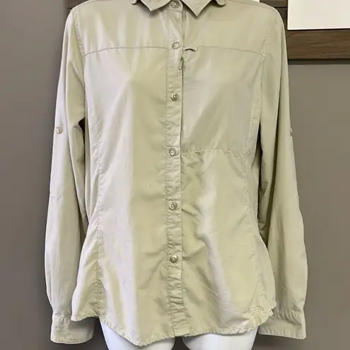 REI Women’s Beige Outdoor Hiking Button Up Collar Shirt w/ Venting Panels