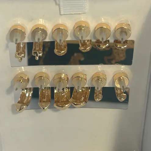 House of Harlow 1960 Set of 6 Gold Tone Hoop Stud Earrings Lead Safe Nickel Free