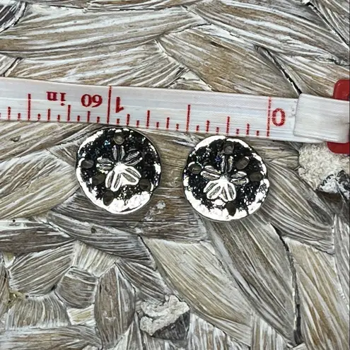 Monet Silver Tone Sand Dollar Stud Earrings