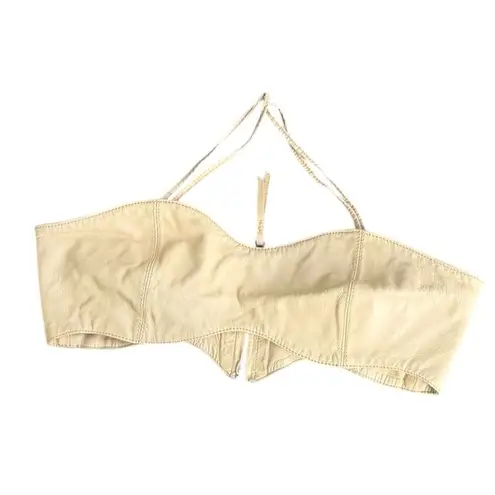 Camila Coelho BEIGE LEATHER ELOISA BRALETTE TOP SIZE S