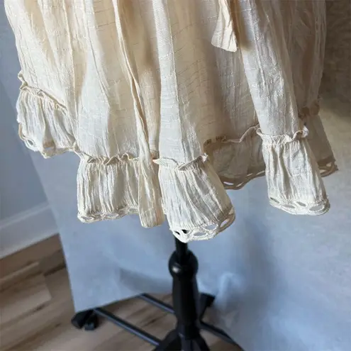 A Diva Women's Ivory Embroidered Lace Trim Sleeveless Gauze Tunic Top Size M Size M