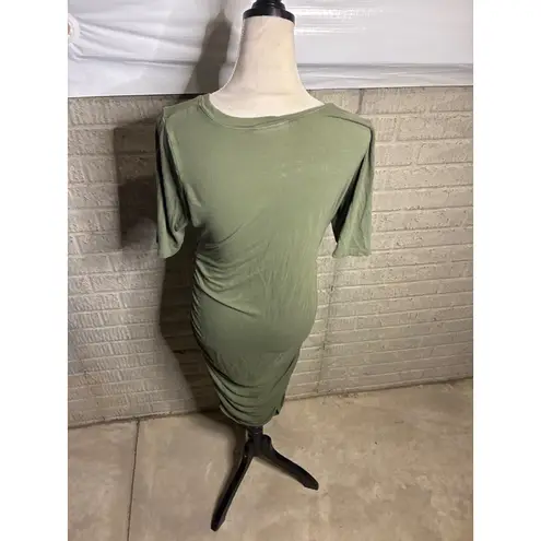 Motherhood Maternity Olive Green Ruched Side T Shirt Dress Size L