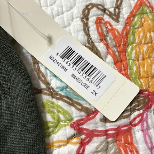 STRAZZI women’s plus size 2X waxed lode pullover long sleeve hooded sweater flaw Green